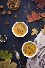 Obraz na płótnie Canvas Creamed pumpkin soup