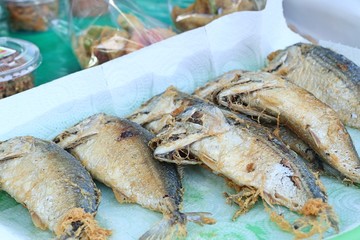 Fried mackerel at street food