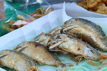 Fried mackerel at street food