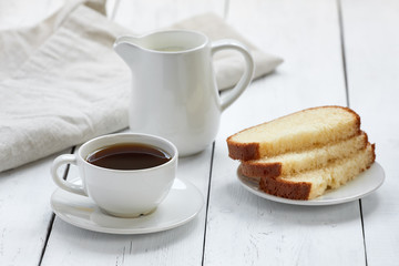 Cake with coffee cup