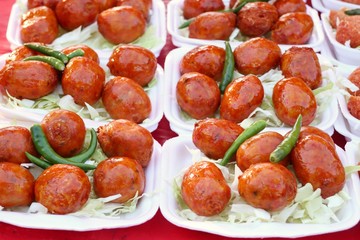 Fried sausage at street food