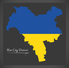 Obraz premium Kiev City District map of Ukraine with Ukrainian national flag illustration
