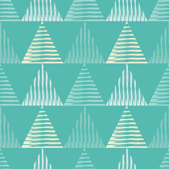 Ethnic boho seamless pattern. Striped triangles. Scribble texture. Retro motif. Textile rapport.
