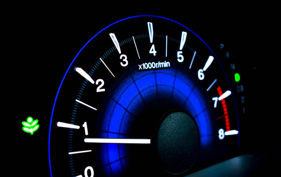 digital screen of telling speed of the car in close up