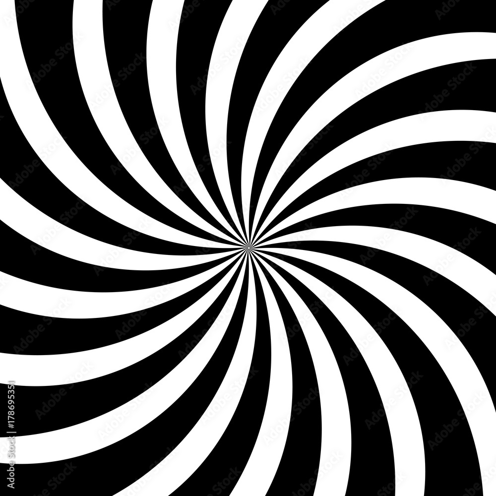 Poster hypnotic swirl lines spin or circular motion optical illusion spiral pattern. vector background of b