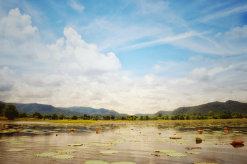 blue sky river and mountain