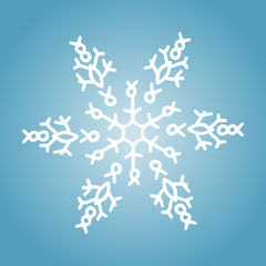 Winter white snowflake on blue background. Christmas element. Vector illustration.