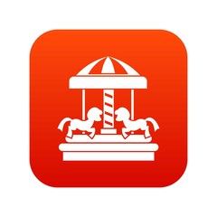 Carousel with horses icon digital red