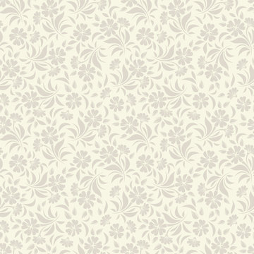 Vector seamless beige floral pattern.