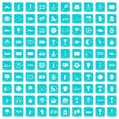 100 stadium icons set grunge blue