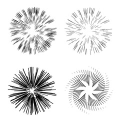 set of black burst. circles decorative ornaments. vector illustration. black firework