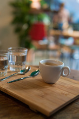 Espresso coffee over wood table