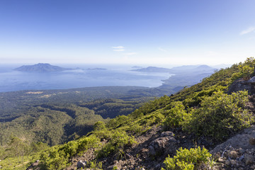 View of small islands from the summit of mount Egon in East Nusa Tenggara, Indonesia.