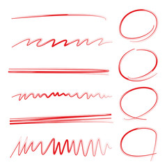 red brush stroke and circle markers