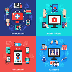 Digital Health Gadgets Flat Concept