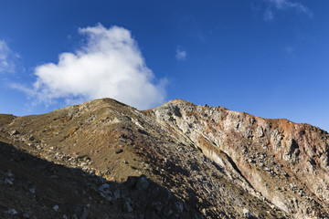 Sulphuric gasses from the top of mount Egon in Indonesia.