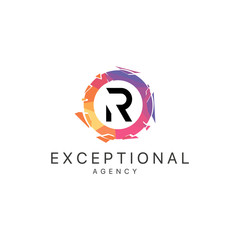 Fototapeta premium R letter logo. Polygonal letter logotype