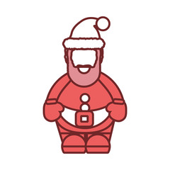 flat line colored  santa claus over white background vector illustration