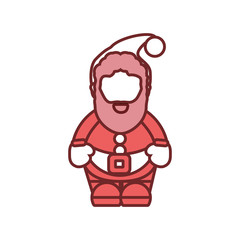 flat line colored  santa claus over white background vector illustration