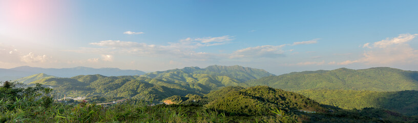 Panoramic view of Green forest mountain