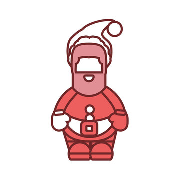 flat line colored  santa claus over white background vector illustration
