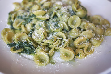 Orecchiette pasta with turnip peaks