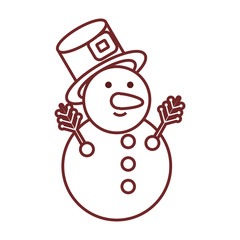 flat  line  colored snowman over white background  vector illustration