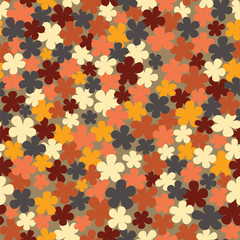 Cute brown, orange flowers. seamless pattern vector illustration in autumn colors