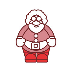 flat line colored  santa claus over white background vector illustration