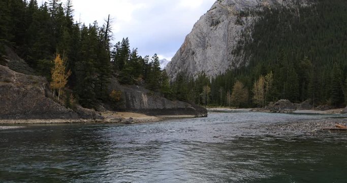 River view in Johnson Canyon, Banff National Park, Canada 4K
