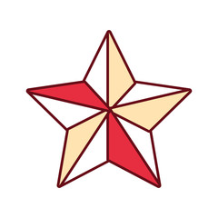 flat line colored  christmas star over white background vector illustration