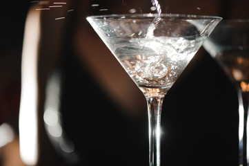 A martini glass with a ring