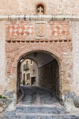 Fototapeta na wymiar Main gate on the ancient walls of Pedraza. Spain.