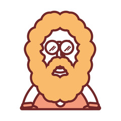 flat line colored  santa claus face over white background vector illustration
