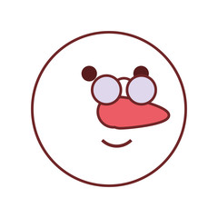 flat  line  colored snowman over white background  vector illustration