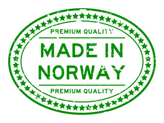 Grunge green premium quality made in Norway oval rubber seal stamp on white background