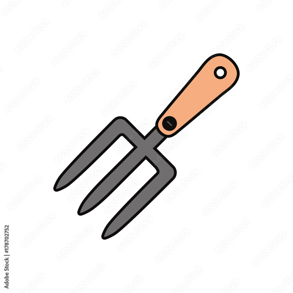 Sticker colorful hand fork over white background vector illustration