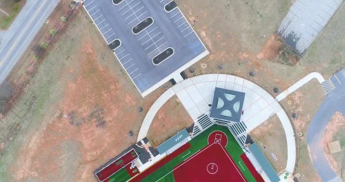Aerial Drone footage flying over a professional baseball field