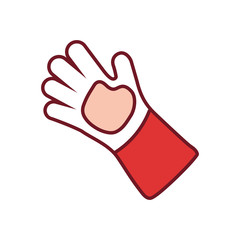 flat linie colored  garden glove over white background  vector illustration