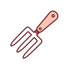 flat line  colored hand  fork  over white background  vector  illustration