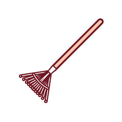 flat line colored rake over white  background vector illustration