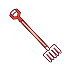 flat line  colored fork  over white background  vector  illustration
