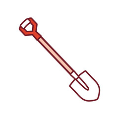 flat line   colored shovel over white background  vector illustration