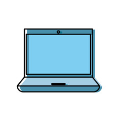 flat line  colored laptop over white background  vector illustration