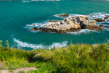 Exploring the Pacific shoreline at Spooner's Cove, Bluff Trail, Montana de Oro State Park, Morro Bay, San Luis Obispo County, California, USA