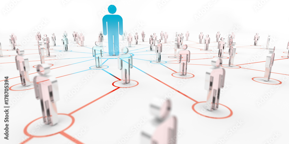 Poster leader connecting a group of people 3d rendering