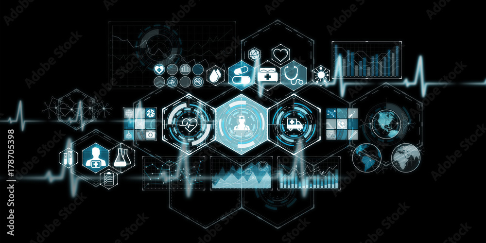 Poster healthcare modern interface 3d rendering