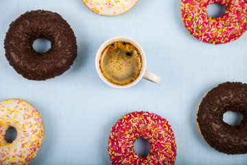 Donuts and a cup of coffee c