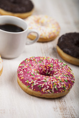 Donuts and a cup of coffee