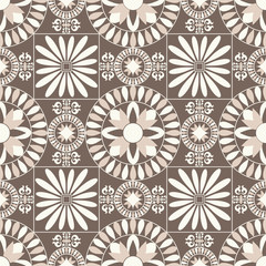 Seamless brown background with pattern in baroque style. Vector retro illustration. Ideal for printing on fabric or paper.